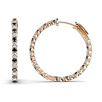 Black & White Natural Diamond Inside-Out Hoop Earrings 1.35 ctw 14K Rose Gold