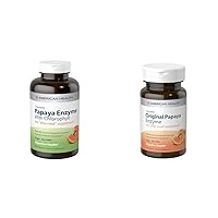 American Health Papaya Enzyme Chewable Tablets with Chlorophyll 600 Count and Original 100 Count