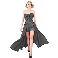VeraQueen Women's Short Off Shoulder Jumpsuits Evening Dresses Satin Sleeveless Prom Gowns Pants with Detachable Skirt