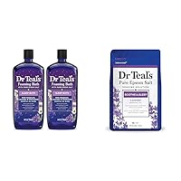 Dr Teal's Foaming Bath with Pure Epsom Salt, Sleep Blend with Melatonin, Lavender & Chamomile Essential Oils, 34 fl oz & Epsom Salt Soaking Solution, Soothe & Sleep, Lavender, 3lbs