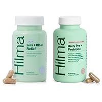 Healthy Gut & Bloat Support Bundle - Gas & Bloat Relief (50 Vegan Capsules) with Lemon Balm, Fennel & Peppermint Leaf + Daily Pre & Probiotic with Herbs (60 Vegan Capsules) for a Healthy Gut