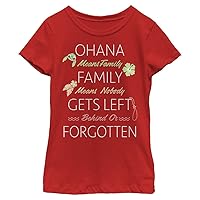 Disney Lilo & Stitch Ohana Family Quoted Girl's Solid Crew Tee