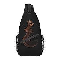 Squirrel Chest Bag Shoulder Bag, Animal Sling Backpack Casual Travel Bag For Men And Women