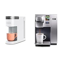 Keurig K- Slim Single Serve K-Cup Pod Coffee Maker, Multistream Technology, White & K155 Office Pro Single Cup Commercial K-Cup Pod Coffee Maker, Silver