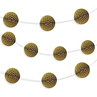 Gold Honeycomb Ball Garland - 7 ft. - Elegant Paper Decor - Ideal for Bridal Showers, Birthdays, & Christmas Parties (1 Pc.)