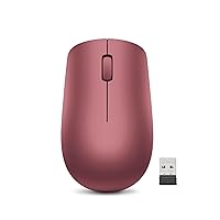 Lenovo 530 Full Size Wireless Computer Mouse for PC, Laptop, Computer with Windows - 2.4 GHz Nano USB Receiver - Ambidextrous Design - 12 Months Battery Life - Cherry Red