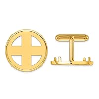 14 kt Yellow Gold Men's Polished Classic 21.6mm Coin Bezel Cuff Links 22 mm x 22 mm