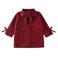 down Girls Toddler Girls Winter Long Sleeve Warm Woollen Coat Jacket Solid Color Bow Tie For Babys Girls Jacket
