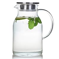 Karafu Glass Pitcher with Lid, 68Oz Heat Resistant Water Jug for Hot/Cold Water, Ice tea and Juice Beverage Clear