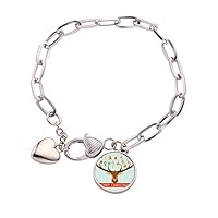 mas Deer Bell Festival Pattern Heart Chain Bracelet Jewelry Charm Fashion
