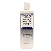 Davis Benzoyl Peroxide Medicated Dog & Cat Shampoo, 12 oz. – Dermatitis and Demodectic Mange, White (DM150 12)