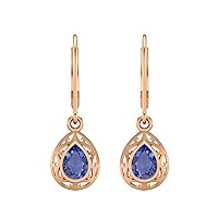 1.5 Ct Pear Shape Tanzanite Gemstone 925 Sterling Silver Teardrop Filigree Design Dangle Earrings lever Back Women Earring Jewelry
