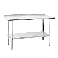 Hally Sinks & Tables H Stainless Steel Table for Prep & Work 24 x 60 Inches, NSF Commercial Heavy Duty Table with Undershelf and Backsplash for Restaurant, Home and Hotel