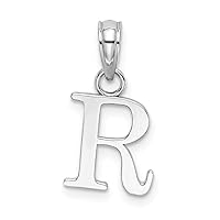 14k White Gold Block Letter Name Personalized Monogram Initial High Polish Charm Pendant Necklace Measures 15.85x10.35mm Wide 1.1mm Thick Jewelry Gifts for Women