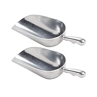 (Set of 2) 38 oz Aluminum Utility Scoop with Contoured Handle, One-Piece Aluminum Scoop by Tezzorio for Dry Goods, Spices, Candies, Popcorn, Flour