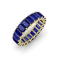 Emerald Cut (5x3 mm) Blue Sapphire 7.35 ctw Womens Eternity Ring Stackable in 14K