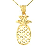 SOLID YELLOW GOLD PINEAPPLE PENDANT NECKLACE - Gold Purity:: 10K, Pendant/Necklace Option: Pendant Only