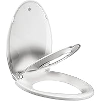 Elongated Toilet Seat Adult/Child,Built-In Potty Training Seat, Soft Quiet Close Non-Slip Seat, Easy to Install & Clean,Magnetic Kids Seat and Cover for Elongated Oval Toilets,White