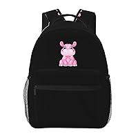 Cartoon purple hippo Printed Lightweight Backpack Travel Laptop Bag Gym Backpack Casual Daypack