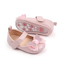 Infant Baby Girls Dress Shoes Newborn Bowkont Mary Jane Flats Non-Slip Lightweight Soft Sole Toddler First Walkers Princess Wedding Shoes