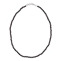925 Sterling Silver Strand Necklace for Women, Genuine Garnet Gemstone Beaded Necklace, Fashion Designer Handmade Jewelry