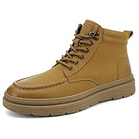 Men's Ankle Boots Short Boots Work Boot Lerther Outside High-top Lace Up For Male Winter Height Increasing Cotton Padded Casual Leisure Fashion Round-toe Autumn