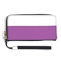 Non-Binary Pride Community Flag Women’s Wallet Zippered Long Clutch Purse Leather Handbag with Wristlet Strap