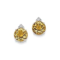 925 Sterling Silver Polished With Citrine and White Topaz Round Post Earrings Measures 13x10mm Wide Jewelry for Women
