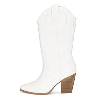 Cowboy Boots for Women - Western Style Mid-Calf Stacked Heel Boot - Polly