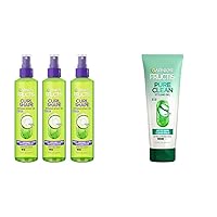 Fructis Style Curl Shape Defining Spray Gel for No Frizz, 8.5 Fl Oz, 3 Count (Packaging May Vary) & Fructis Style Pure Clean Styling Gel 6.8 Fl Oz, 1 Count, (Packaging May Vary)