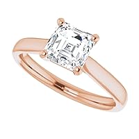 925 Silver, 10K/14K/18K Solid Gold Moissanite Engagement Ring,1.0 CT Asscher Cut Handmade Solitaire Ring, Diamond Wedding Ring for Women/Her Anniversary Ring, Birthday Gift,VVS1 Colorless Ring