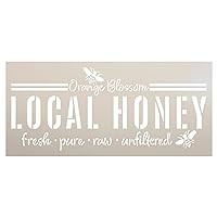 Orange Blossom Local Honey with Bee Stencil by StudioR12 | Beehive, Farmer's Market | Craft DIY Living Room Decor | Easy Painting Ideas | Select Size (12 x 5.5 inches)