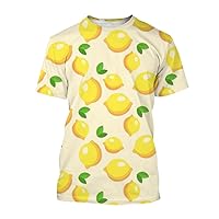 Men's and Women's Casual Loose Short-Sleeved Shirt Fashionable and Interesting Fruit Lemon 3D Printing T-Shirt