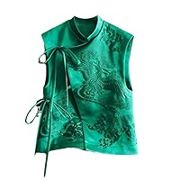 Chinese Style Women Vest Oriental Traditional Clothes Sleeveless Waistcoat Top Embroidery nationality Retro