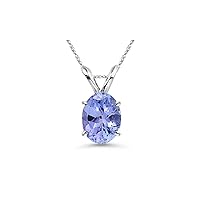0.52-0.66 Cts of 6x5 mm AA Oval Tanzanite Solitaire Pendant in 18K White Gold - Valentine's Day Sale