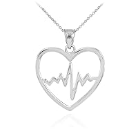 White Gold Heartbeat Pulse Pendant Necklace - Gold Purity:: 10K, Pendant/Necklace Option: Pendant With 18