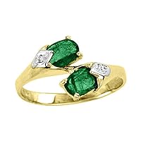 Rylos Rings For Women 14K Yellow Gold - Diamond & Emerald Ring Promise Birthstone Ring Color Stone Gemstone Jewelry For Women Gold Rings