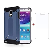 Phone Case for Samsung Galaxy Note 3 with Tempered Glass Screen Protector Cover and Cell Accessories Heavy Duty Rubber Rugged Dual Layer Slim Silicone Soft Glaxay Note3 N9005 Women Men Cases NavyBlue