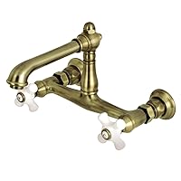 Kingston Brass KS7243PX Wall Mount Bathroom Faucet, Antique Brass