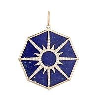 Beautiful Sun Star Lapis Lazuli Diamond 925 Sterling Silver Charm Pendant,Gift