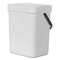 Puro Wall-Mounted Trash Can with Lid, 1.32 Gal / 5L Hanging Trash Can, Small Kitchen Compost Bin for Counter Top, Mini Food Waste Bin (White)