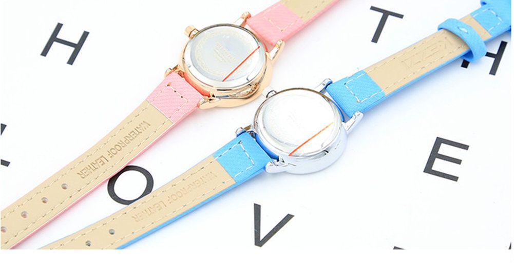 Kids Easy to Read Analog Wrist Watch Girls Quartz Leather Strap Watch