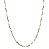 14k Gold 3.5mm Semi solid Figaro Chain Necklace Jewelry for Women - Length Options: 16 18 20 22 24 26 28 30