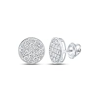 10kt White Gold Mens Round Diamond Cluster Earrings 1 Cttw