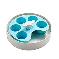 Spin Bowl Slow Feeder Dish for Dogs, Palette Blue Moderate Level Spinning, Interactive & Adjustable Center Puzzle Piece for All Eating Type Level Feeding, Dry, Raw or Wet Food