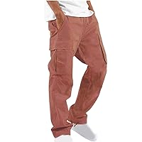 Mens Twill Cargo Pants Multi-Pockets Straight Pants Hiking Pants Outdoor Full Length Trousers for Men Sweatpants