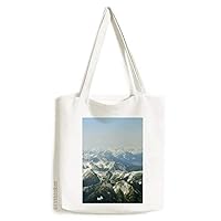 Snow Winter Mountains Forest Outdoor Sky Tote Canvas Bag Shopping Satchel Casual Handbag