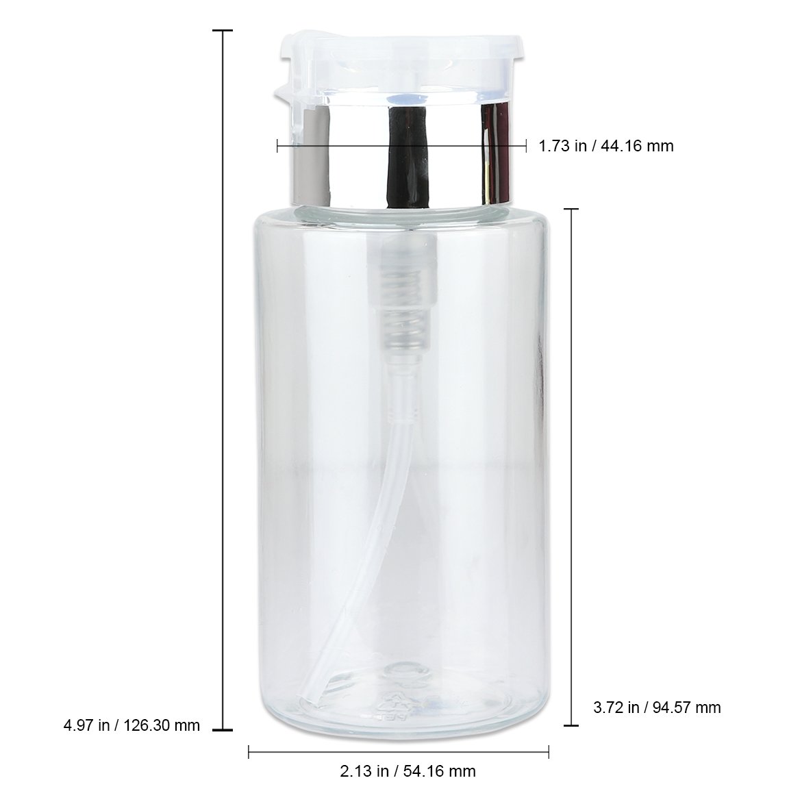 Pana 7oz. Professional Push Down Liquid Pumping Clear Bottle Dispenser (Silver Lid with No Wording, 2pc)