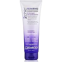 GIOVANNI 2chic Ultra-Repairing Conditioner - For Damaged, Over-Processed Hair, Helps Restore Hair's Natural Elasticity, Blackberry & Coconut Milk, Argan, Keratin, Shea Butter, Color Safe - 8.25 oz.