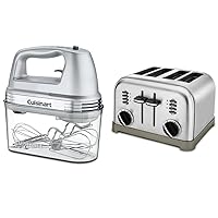 Cuisinart HM-90BCS Power Advantage Plus 9-Speed Handheld Mixer with Storage Case, Brushed Chrome & CPT-180P1 Metal Classic 4-Slice toaster, Brushed Stainless